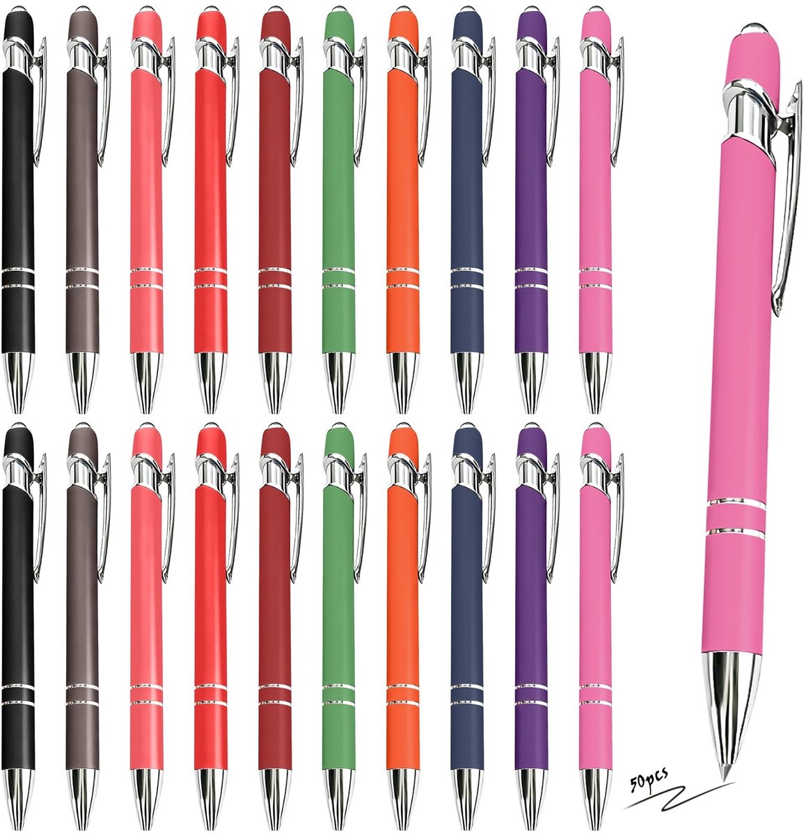 Dailygoods- Balpen 50 Stuks - Ergonomische Antislip Pen - Kleurrijke Balpenset - Zwarte Inkt - Grote Behuizing - Duurzaam en Hoogwaardig - Schrijfgerei