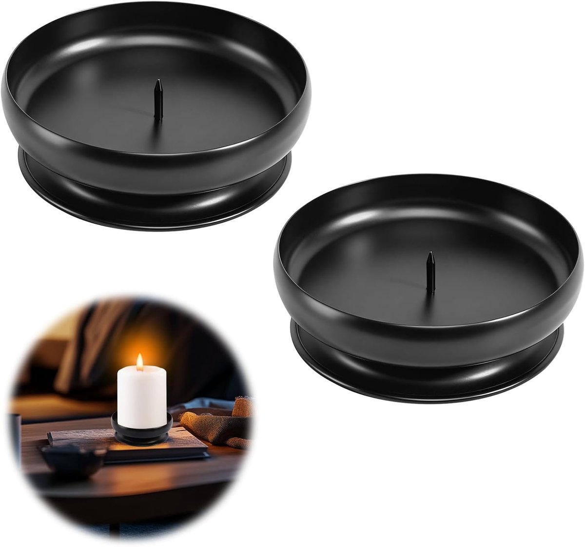 Kandelaars Met Pin, 2 Stuks Kandelaars Metaal Met Pin 1cm, Kandelaars Voor Stumpkaarsen, IJzeren Kandelaars Voor Bruiloften Kerstmis Adventskrans Evenals Communie Doopkaarsen