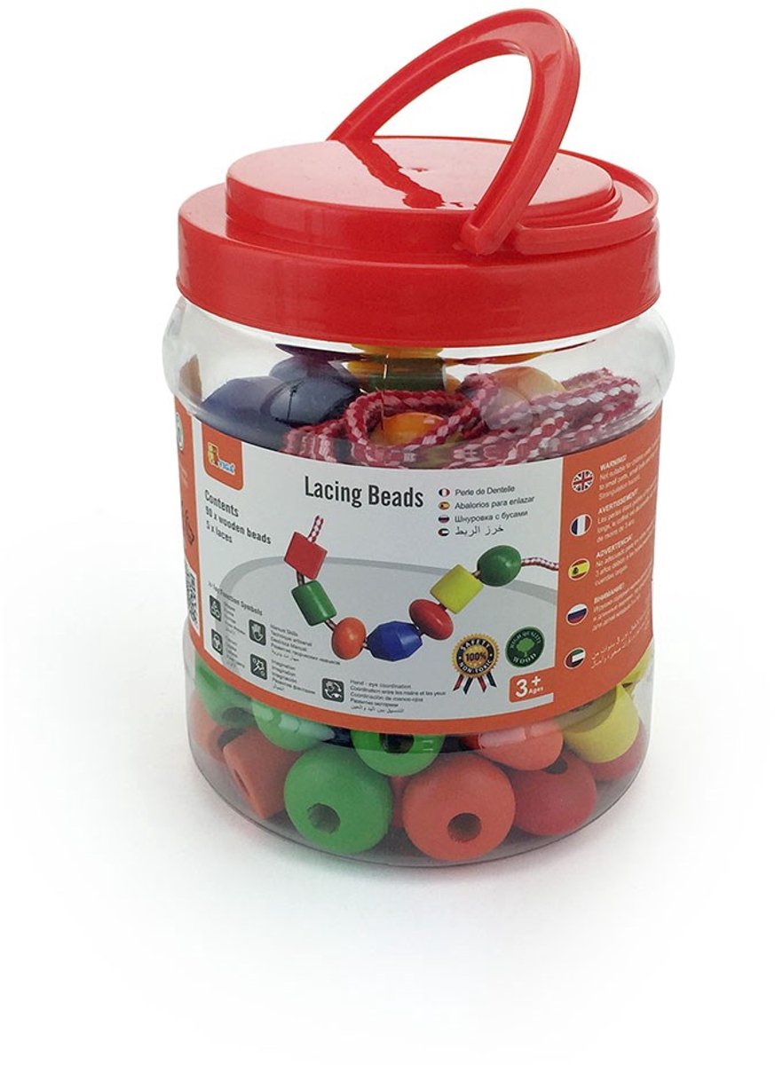 Viga Toys - Houten Rijgkralen - 90 stuks — afbeelding 7