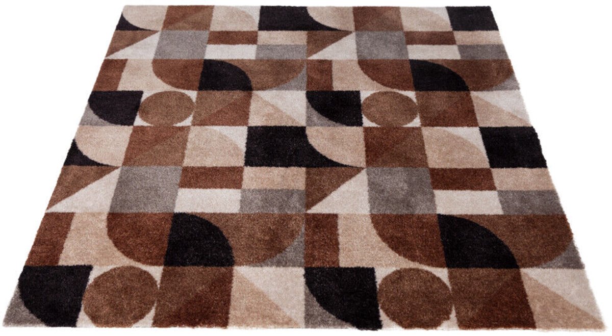 Droogloopmat Binnen Glam Earth Lines 60x100cm – Wasbare Deurmat met Antislip – Hoge Vochtopname – 100% Polyamide