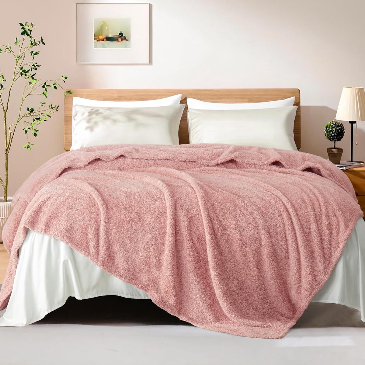 Mezcla Deken, Knuffeldeken Fleece Dekentje voor Bank, Superzachte en Warme Sofahoeslakens Woondeken, 150x200 cm, Roze