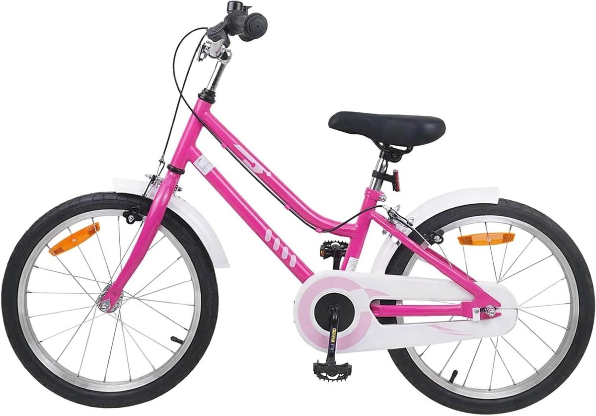 Kinderfiets 18 Inch sfiets sfiets Buiten Fietsen Klassiek Design 18 inch Roze Wit