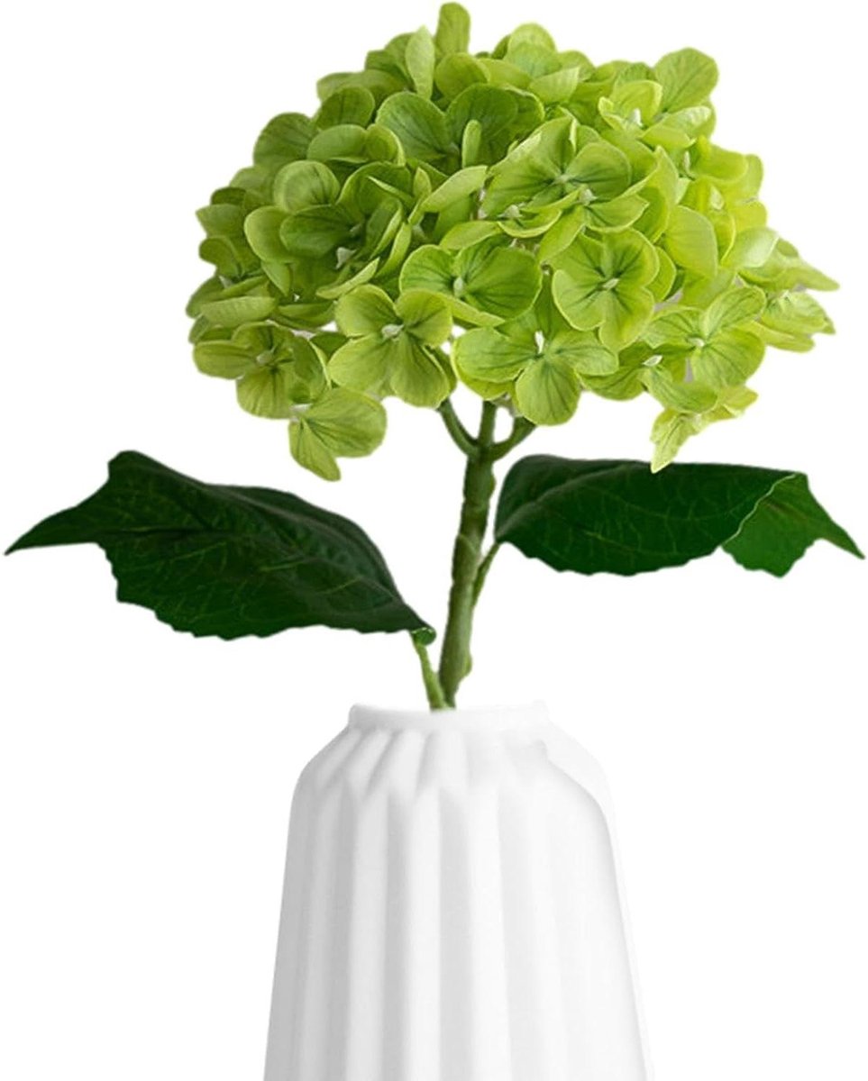 Kunsthortensia Stelen - Kunstbloemen Boeket - Decoratief Accent - Niet-vervagend Materiaal - 45 cm Lengte - Groen