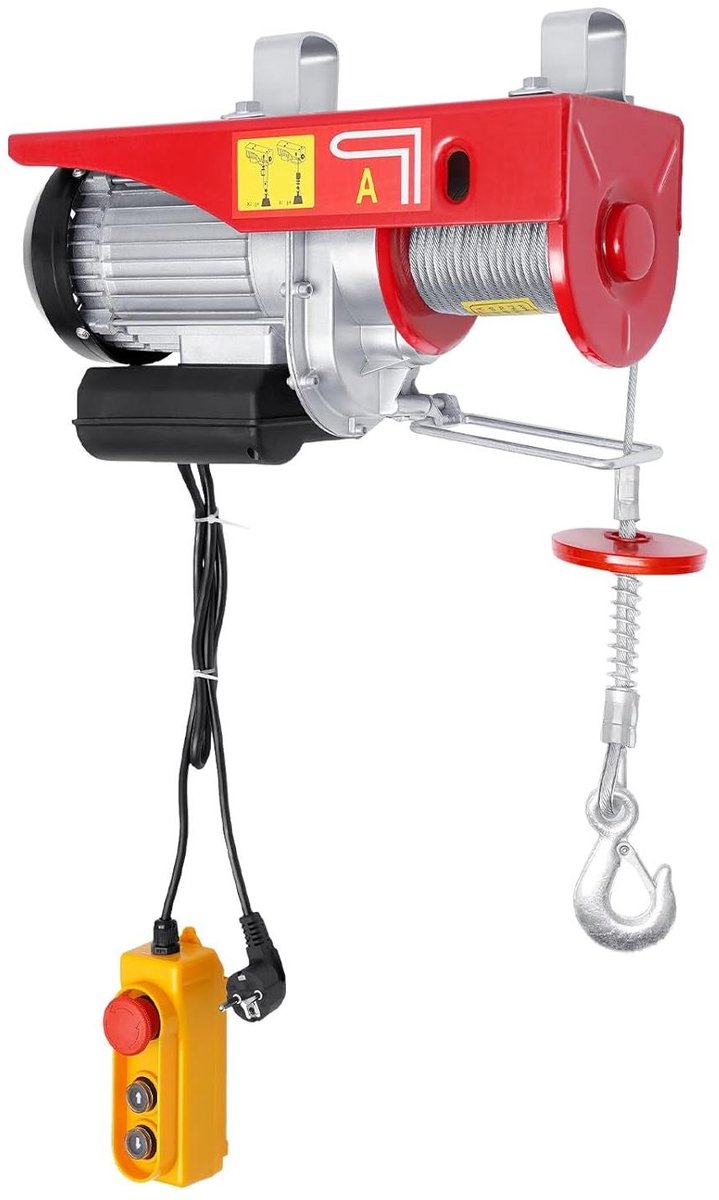 Elektrische Lier - Takel Motorlier - Zware Objecten Tillen - Dubbele Kabel Optie - 800 kg - Rood