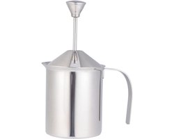 Melkopschuimer - Handmixer Opschuimer - Cremige Melk Maken - Dubbel Gaas Ontwerp - 20 cm - Zilver