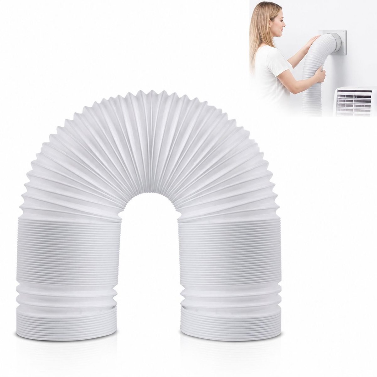 VHV-Afvoerslang - Links Draaiend - 1.5 Meter - 15 cm Diameter - Linkse Schroefdraad en Flexibele Luchtafvoerslang voor Mobiele Airco en Droger - 1.5m 150mm