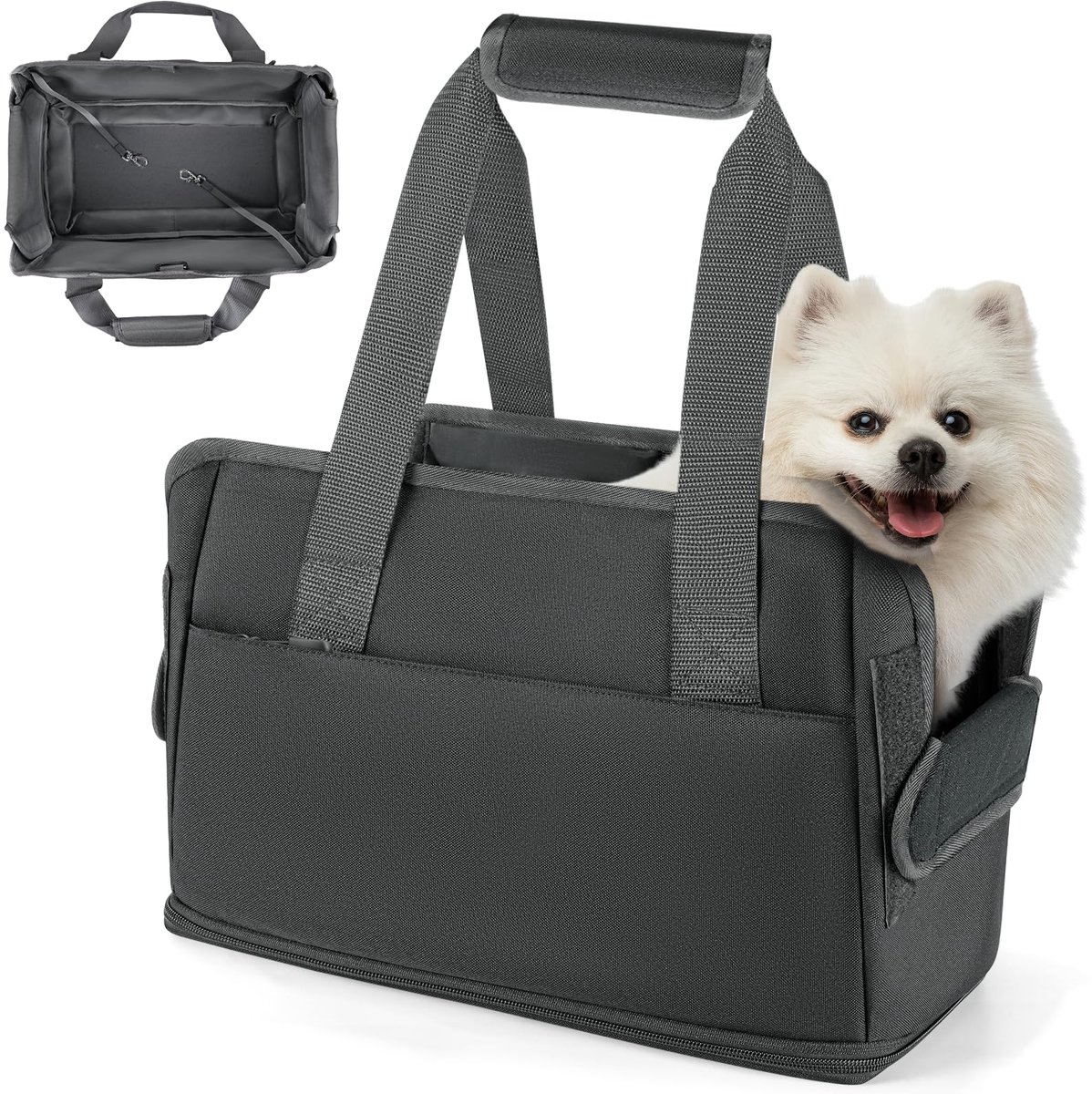 SnelShoppen - Transporttas voor honden en katten, verstelbare draagtas voor kleine honden tot 6 kg, waterdicht en met afneembare mat, 40 x 26 x 20 cm,