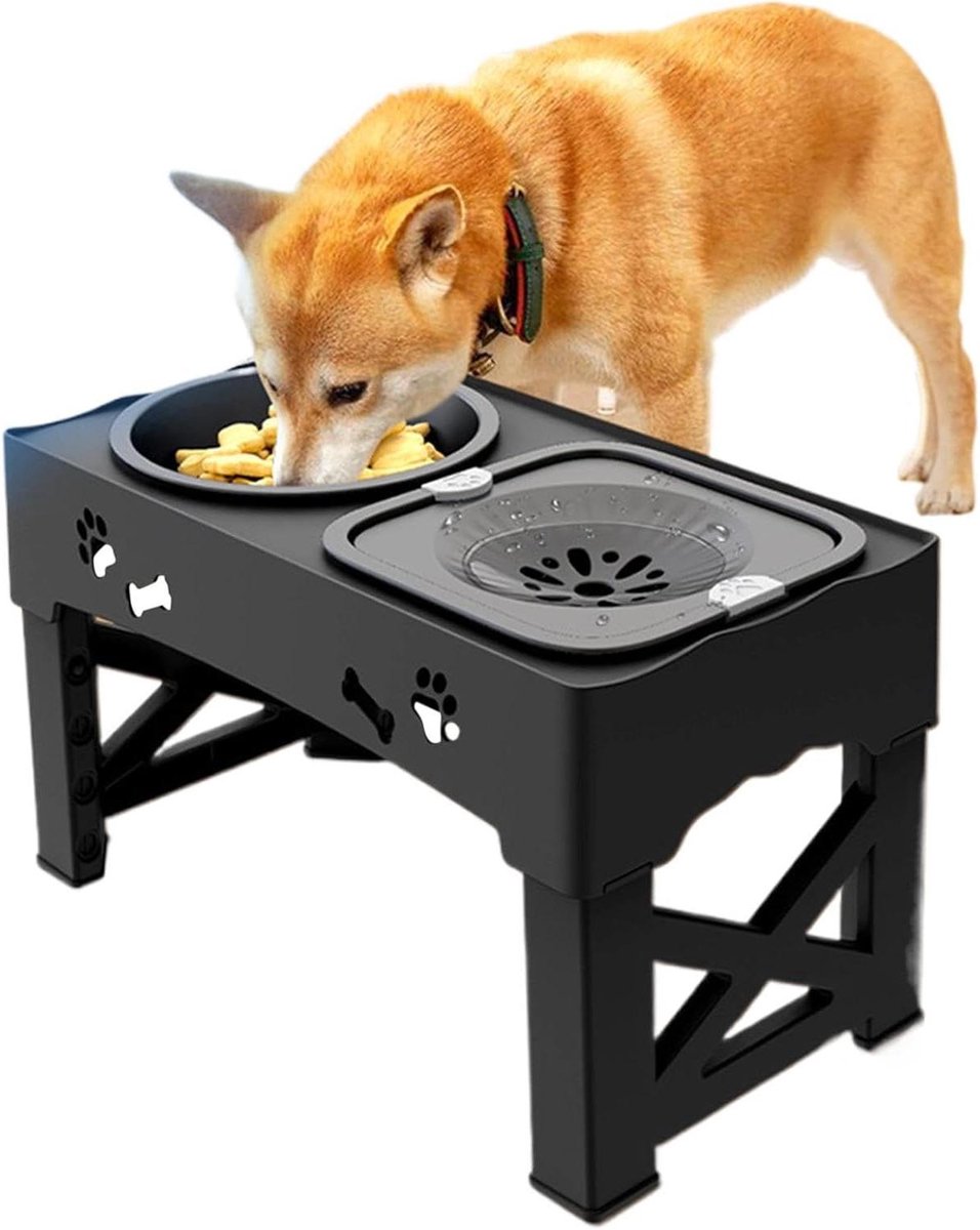 Verhoogde Hondenbak - Voerstation Huisdier - Gezond Eten - Verstelbare Hoogte - 45.8L x 25.1W x 9.4H cm - Niet gespecificeerd
