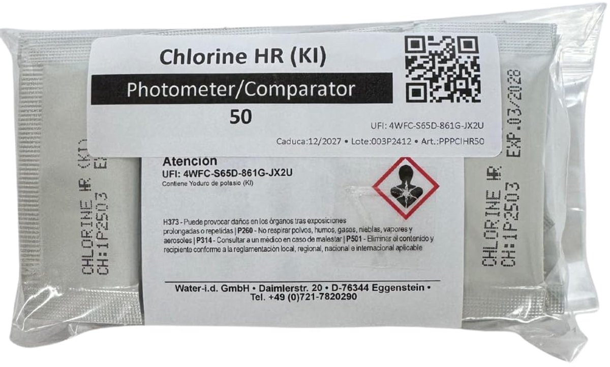 SnelShoppen - Chlorine HR Poeder Reagens voor PoolLab 2.0 - Meet Chloor HR 5-200 mg/l - 50 Poeder Pads - Ideaal voor Zwembad en Spa Water