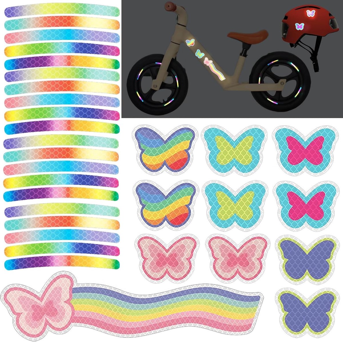 Reflecterende Stickers voor Fietsen - 31 Stuks Hoge Zichtbaarheid Waterdichte Reflecterende Strips voor Frame Veiligheid en Decoratie