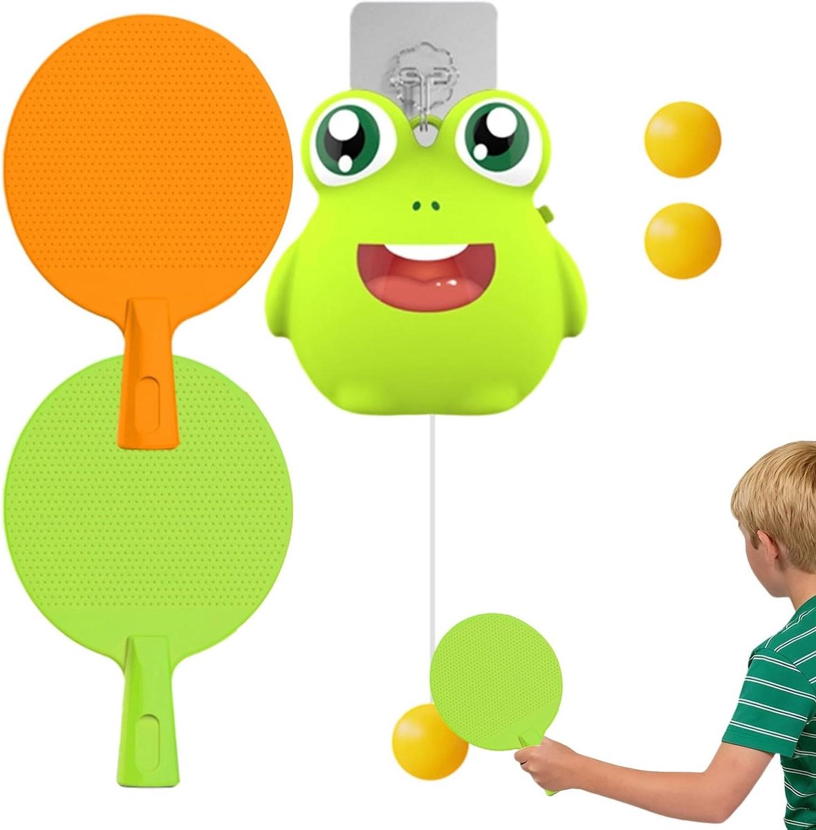 Pong Set - Tafeltennis Trainer - Interactief Spel - Verstelbare Hoogte - 18.2 x 12.6 x 8.4 cm - Kikker