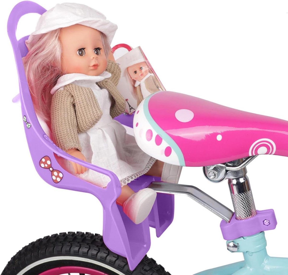 Poppenfietszadel - Speelgoed stoel - Poppen meenemen - Eenvoudige montage - Zie beschrijving - Paars