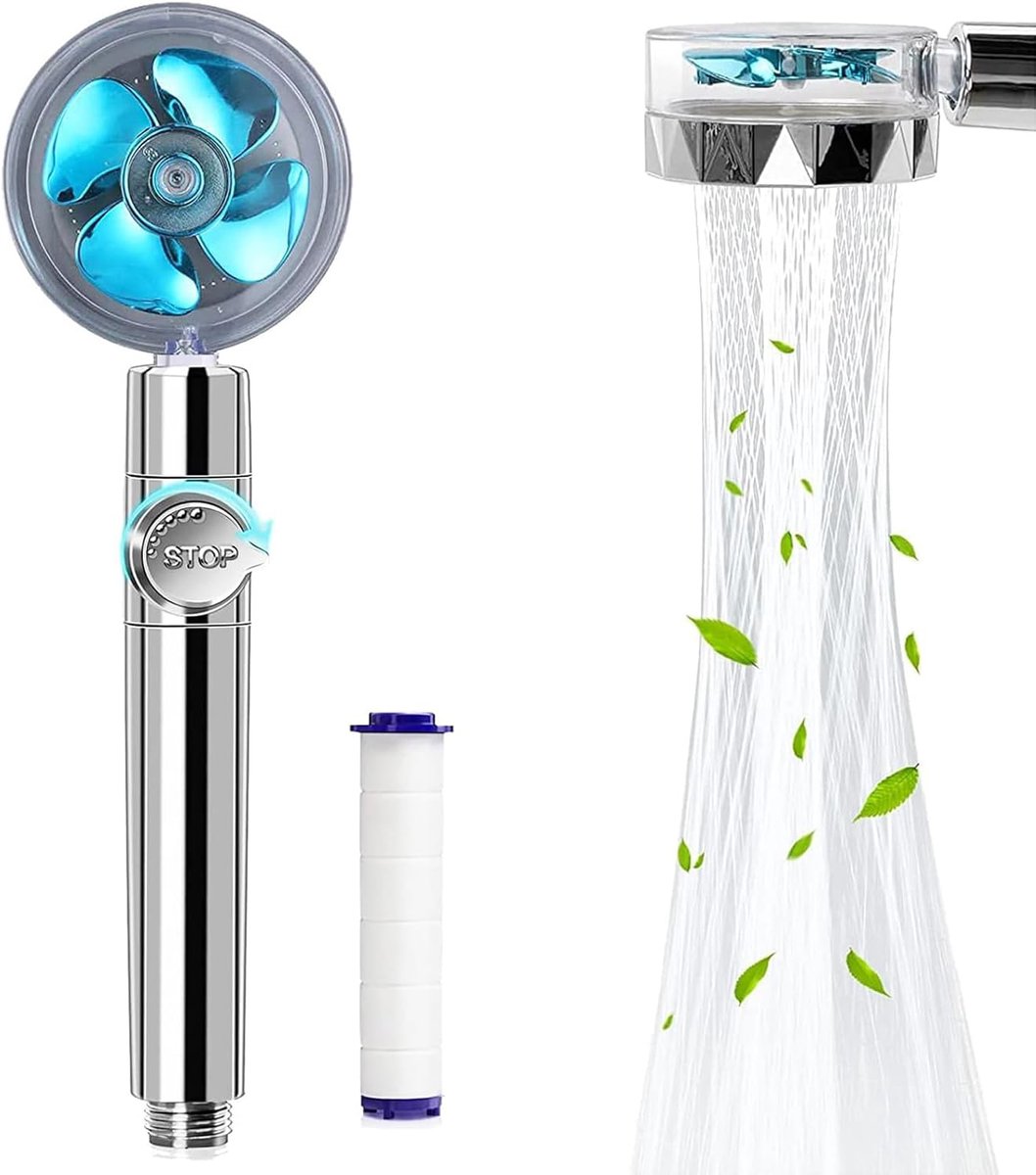 SnelShoppen - Douchekop 360 Graden Draaibaar, Waterbesparende Handdouche, Hoge Druk Filtersysteem, Drietraps Hoge Druk, Zuinige Douche met 1 Verwissel