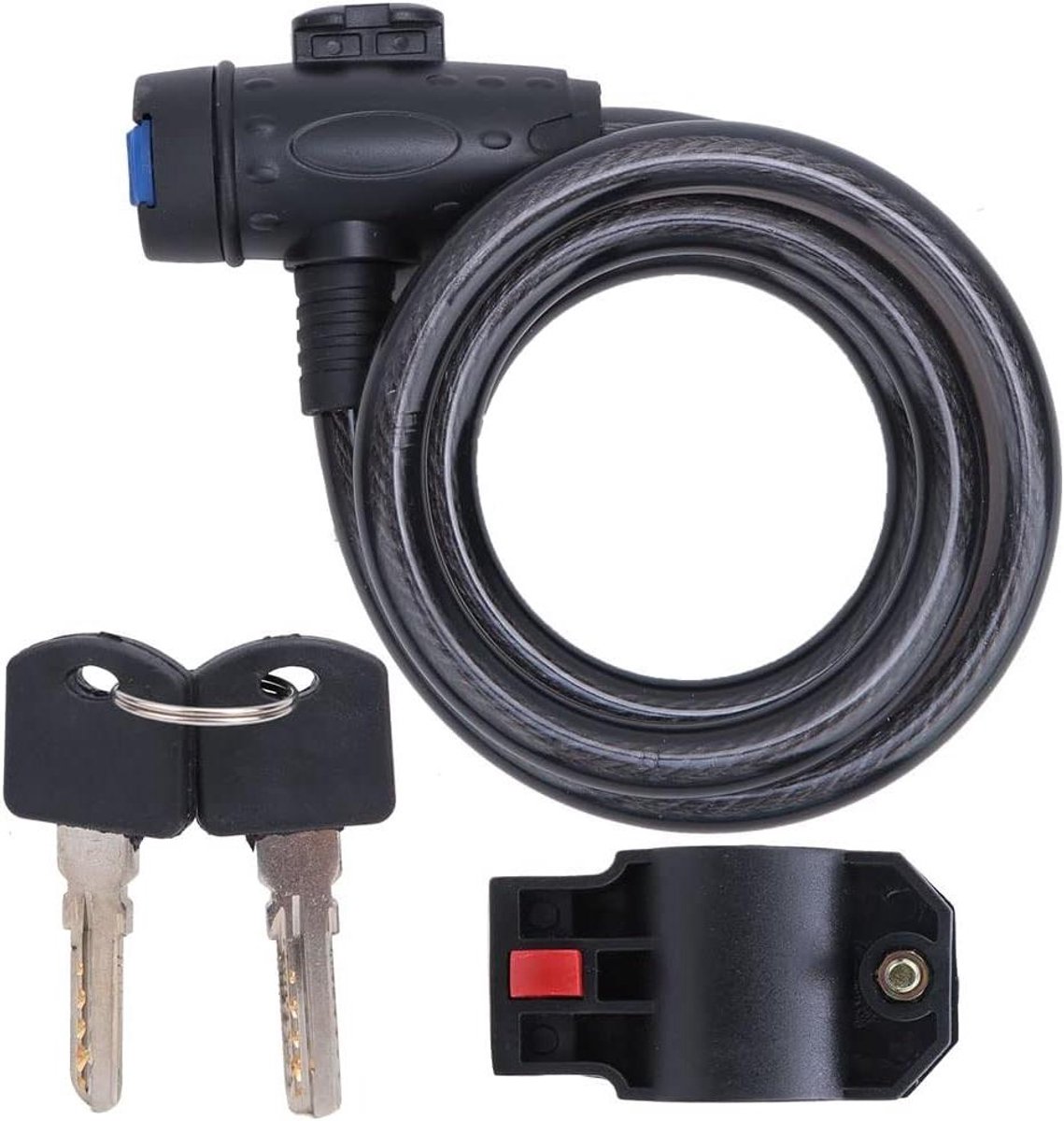 Fiets Ringslot - Spiraalkabel - Voertuig Beveiligen - Nauwkeurige Slotkern - 1100 mm - Zwart