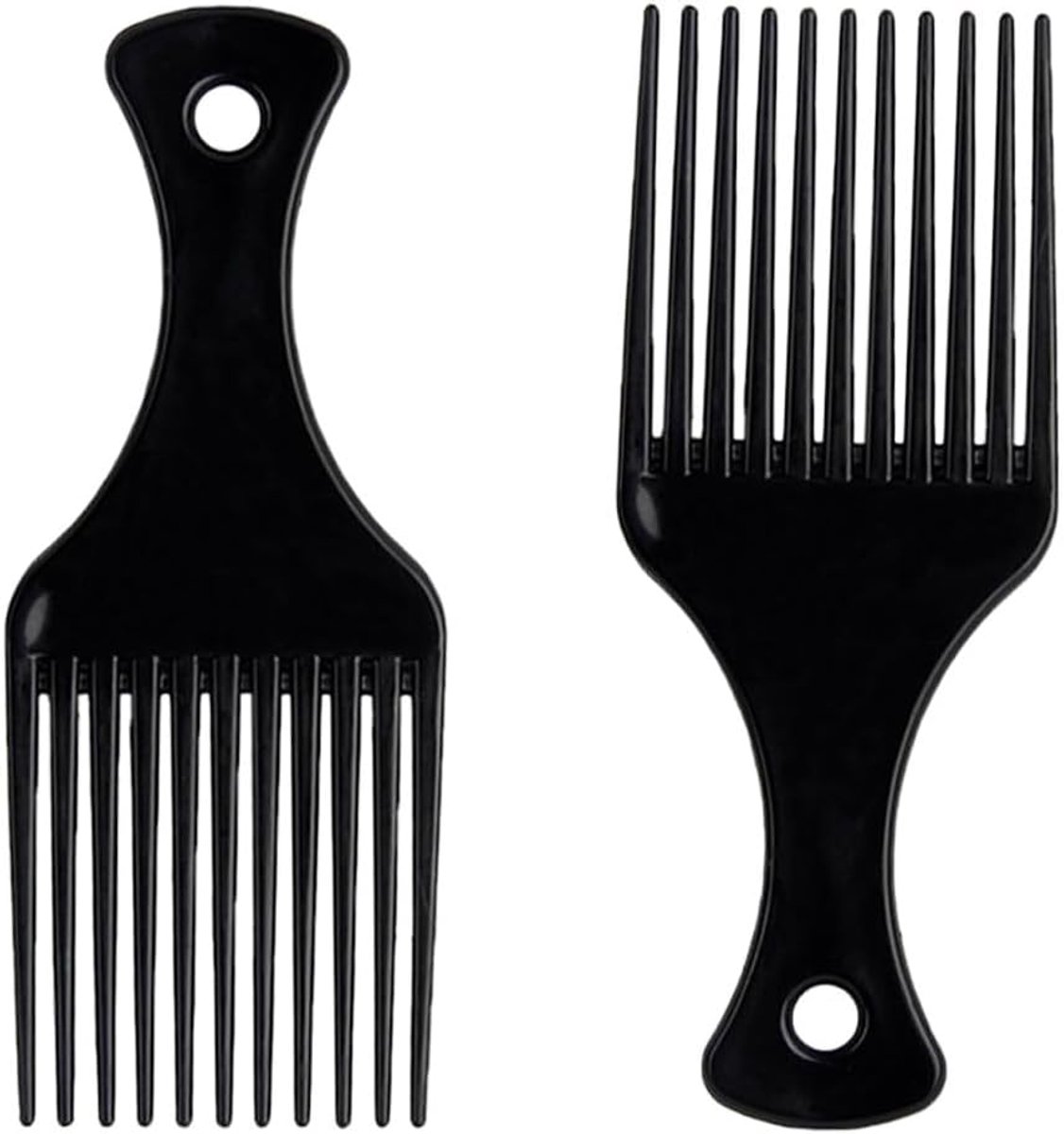 SnelShoppen - Afro Haar Kam - Zwarte Plastic Kam met Brede Tanden voor het Ontwarren van Krullend, Golvend en Vol Haar voor Mannen en Vrouwen - Ergono