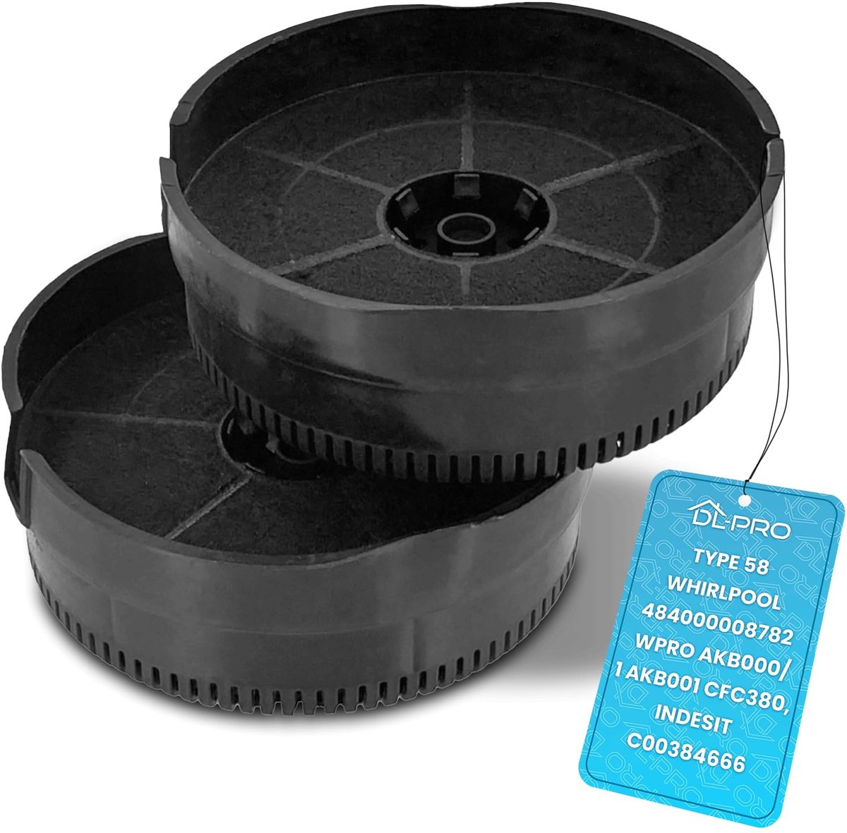 Omgoods - 2x Actief Koolstoffilter voor Whirlpool Type 58 Afzuigkap