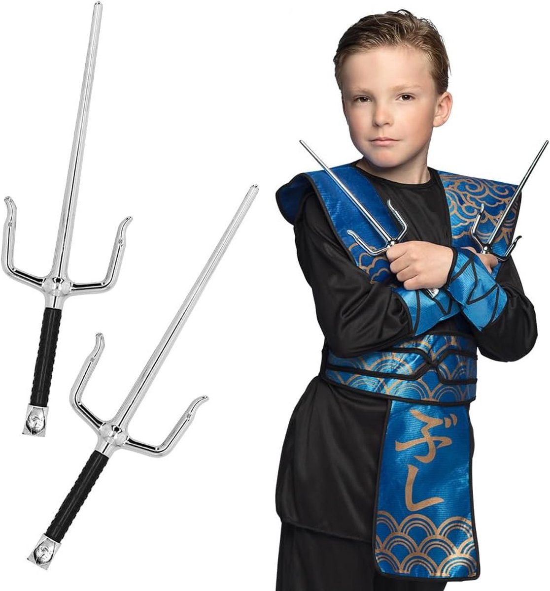 - 50430 - Ninja SAI wapens, 2 stuks, 30 cm, verkleedaccessoires, decoratie, accessoires voor carnavalskostuums