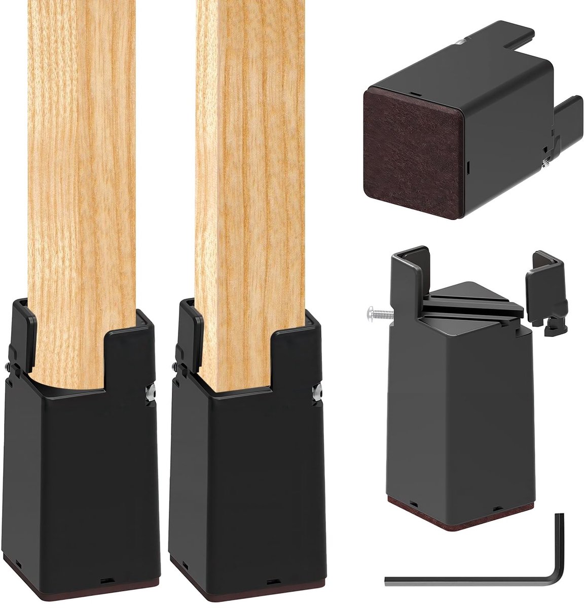 Omgoods - 4 Stuks Verstelbare Meubelverhogers - Zware Duurzame Meubelpootsteunen 10cm