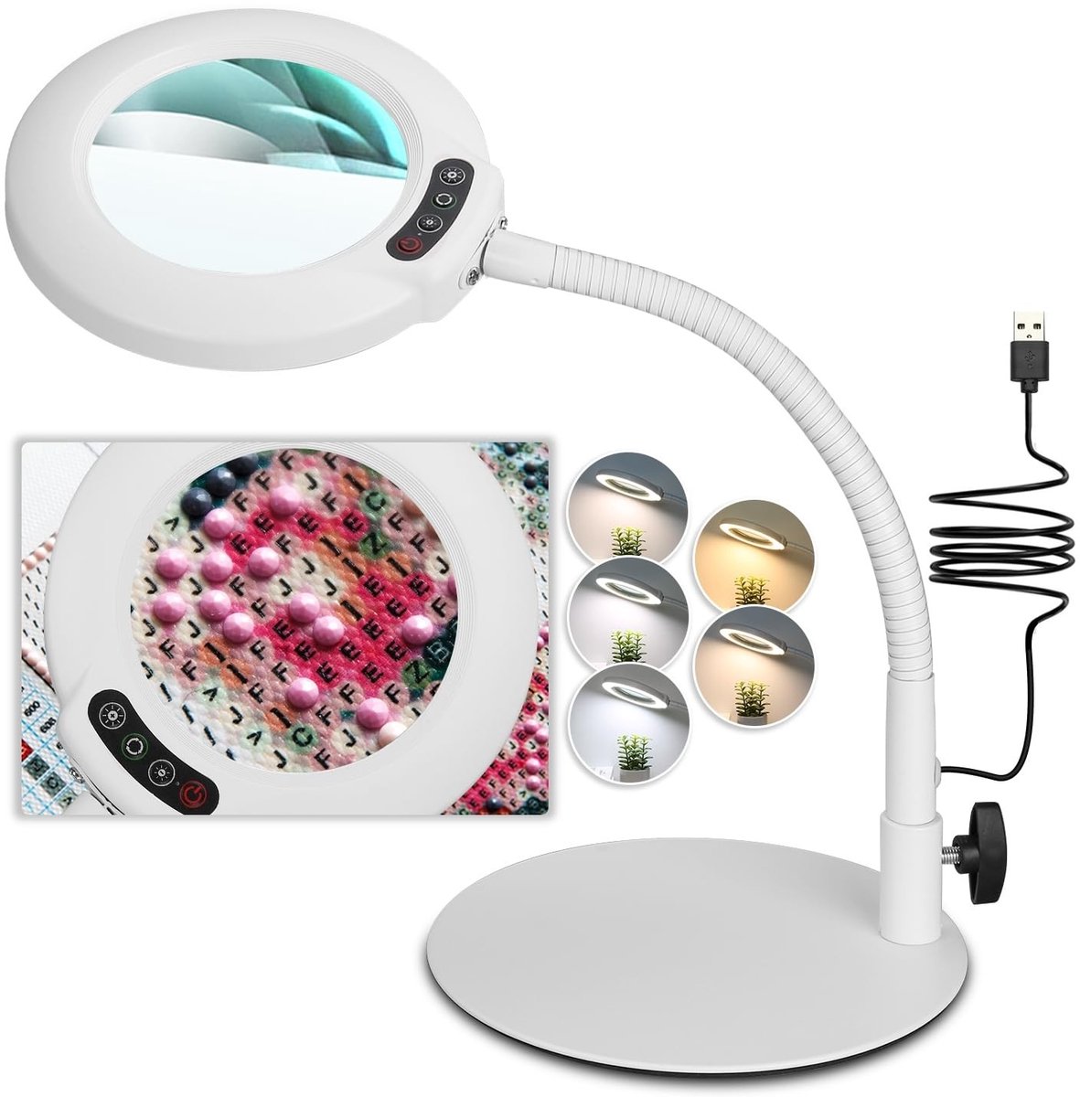 Omgoods - Veemagni 12x Vergrootglas met Licht - Flexibele Loupe voor Creatief Werk
