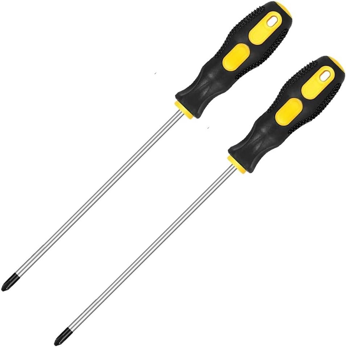 Set van 2 kruiskopschroevendraaiers, magnetisch, 20 cm schacht, antislip handgreep, PH2-kruisgleuf, 6 mm punt