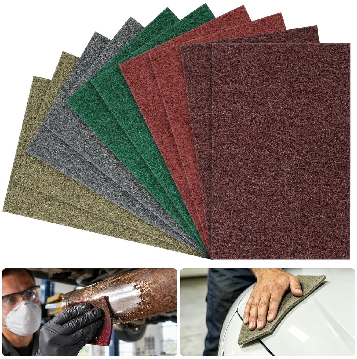10 schuurvlies pads metaal: 150 x 230mm schuurvlies pads 600-3000 korrel schuurvliesmatten hout voor auto roestvrij staal slijpen