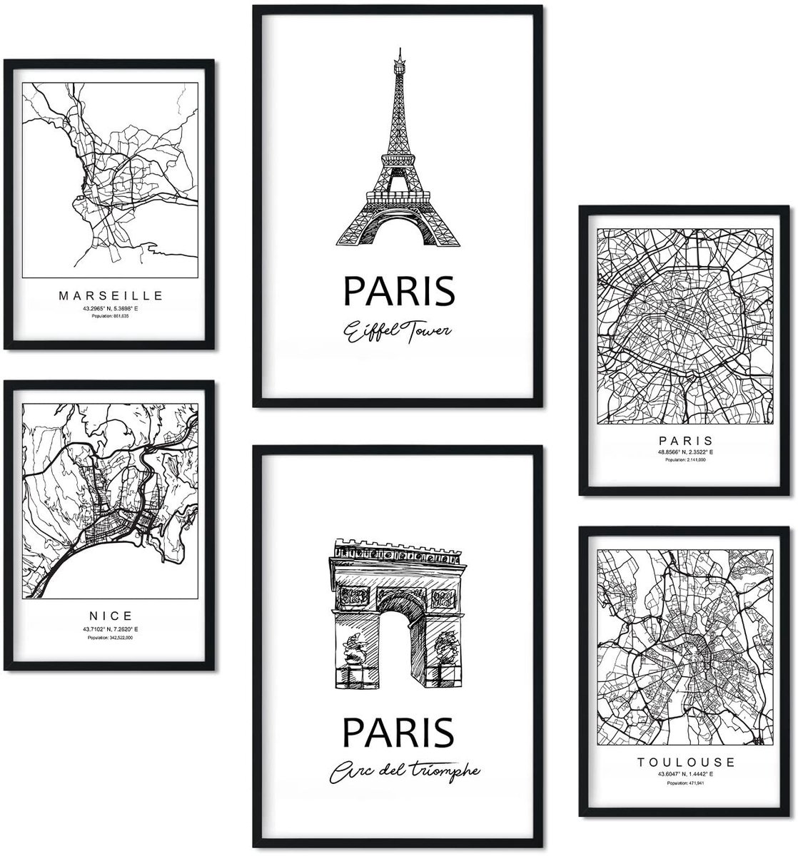 Omgoods - Set van 6 Aesthetic Posters in Zwart-Wit voor Interieurdecoratie