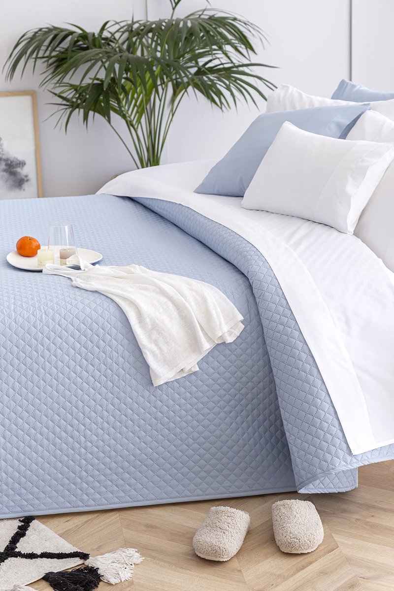 Omgoods - Fine Throw 100% Microfibre 140/150/160-250 x 260 cm Lichtblauw