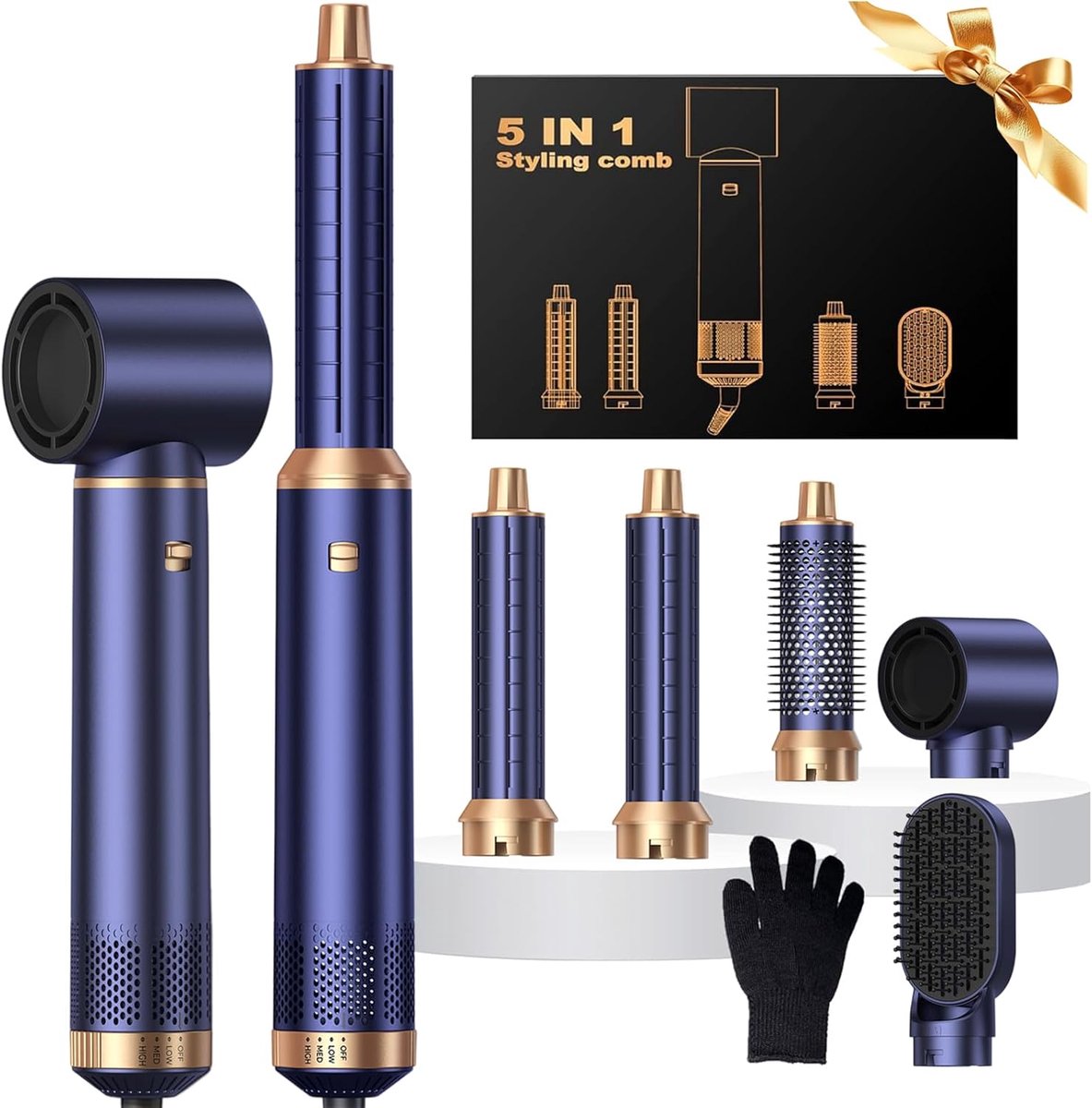 5-in-1 haarstyler en haardrogerset - blauw
