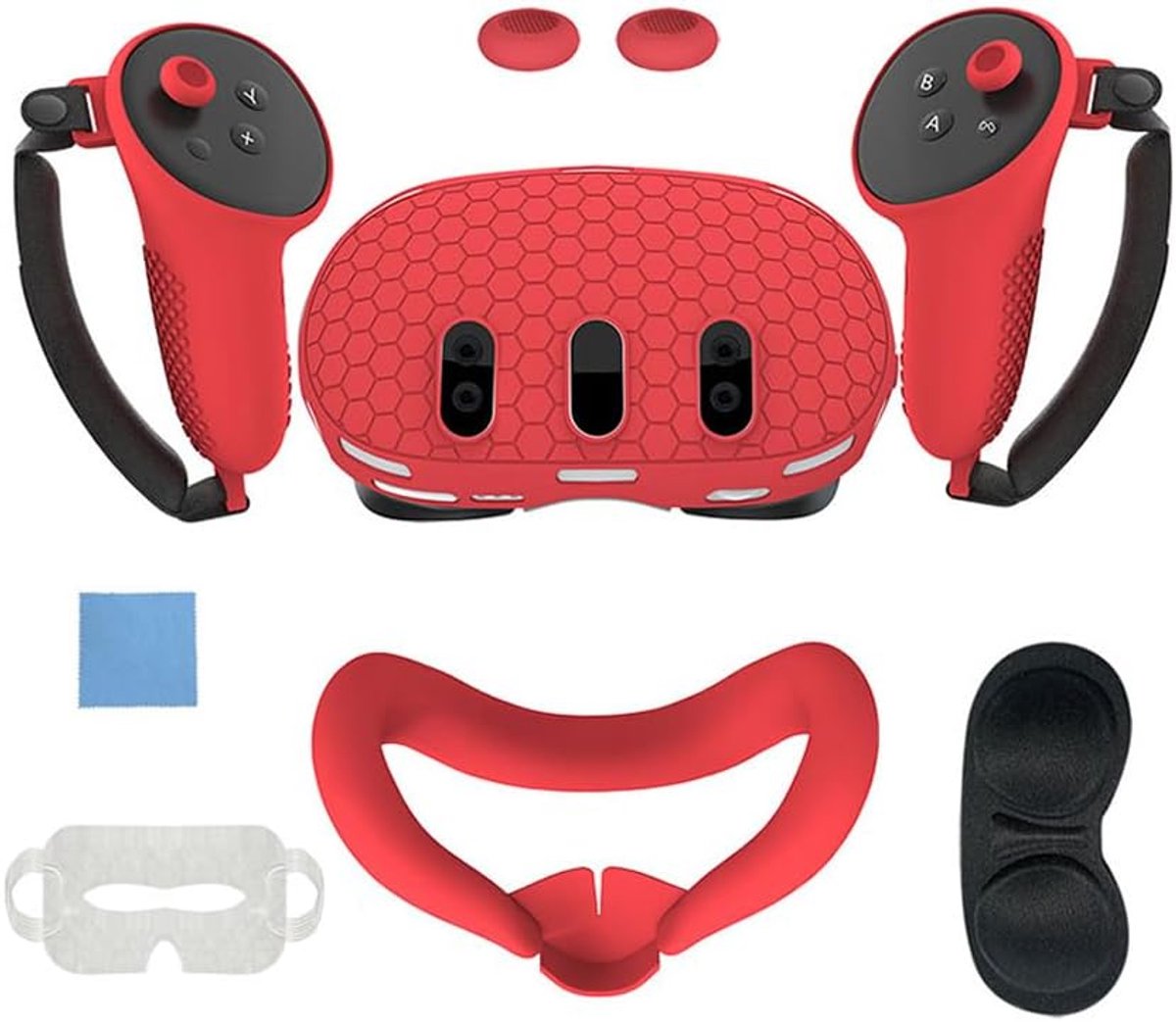 SnelShoppen - 12-delige VR-siliconenhoes, Controller Grip Covers, Face Cover, Siliconen Hoesset voor Meta Quest 3/Oculus, Bescherming, Grip, Zwart