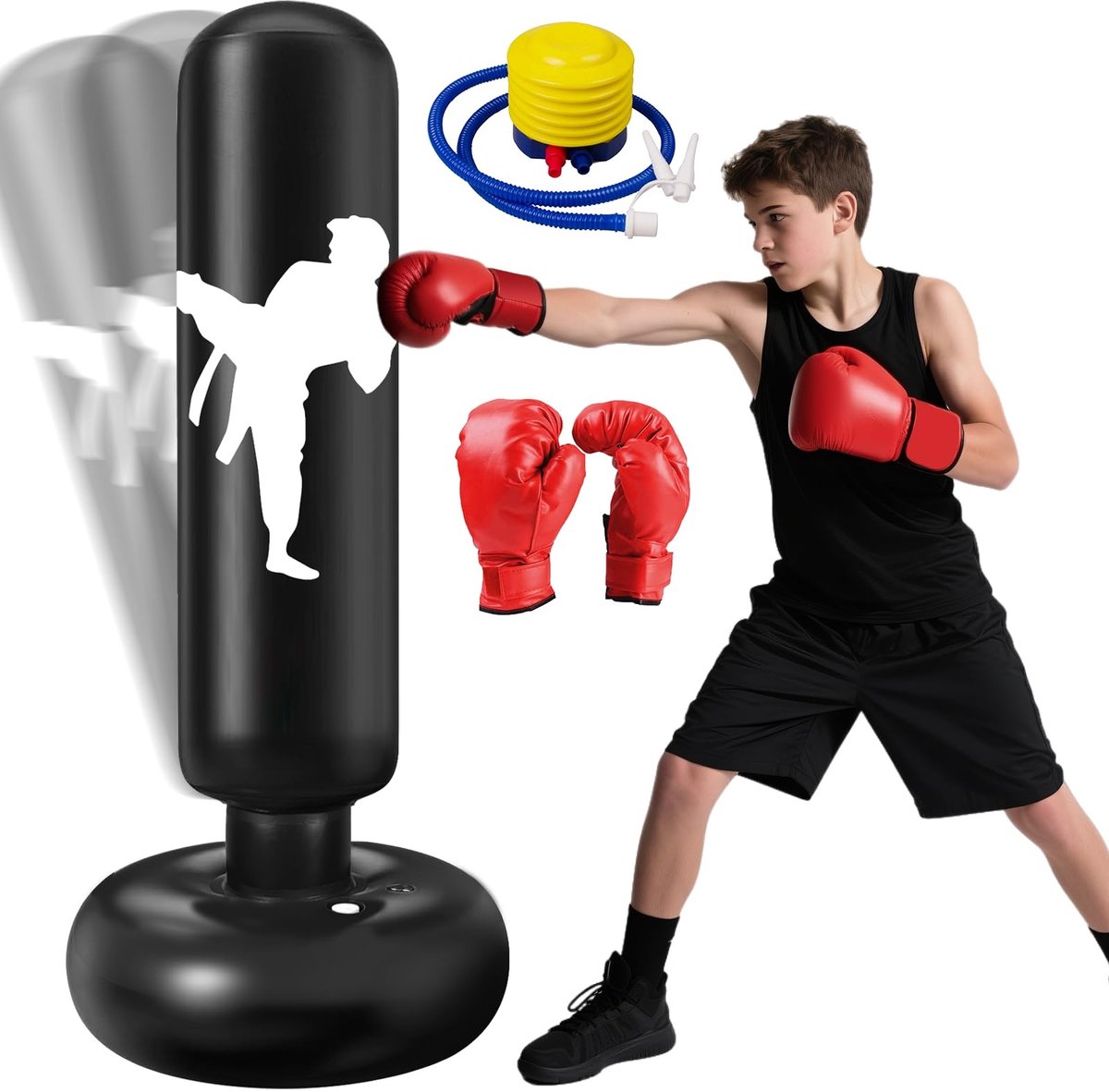 Omgoods - 160 cm Kinderen Punching Bag - Ideaal voor Kickboxing en Karate - Zwart