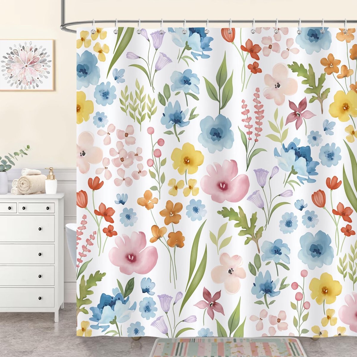 Omgoods - Schilderachtig Bloemendouchegordijn Waterdicht 180 x 180 cm