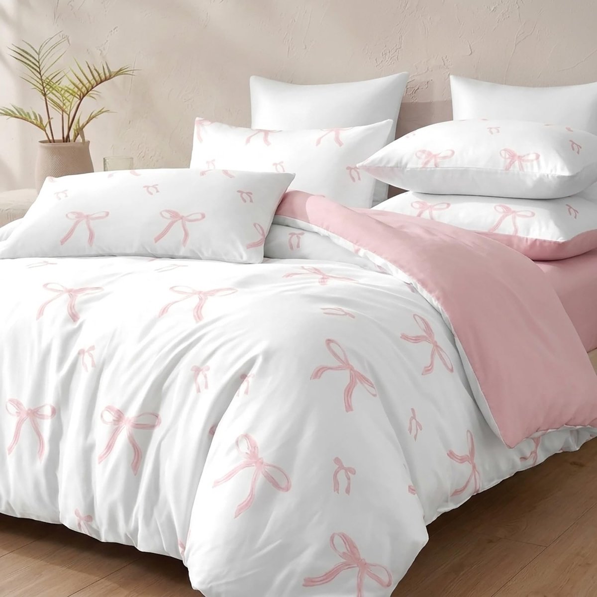 Omgoods - Schattige Roze Strik Bedlinnen Set 3-delig