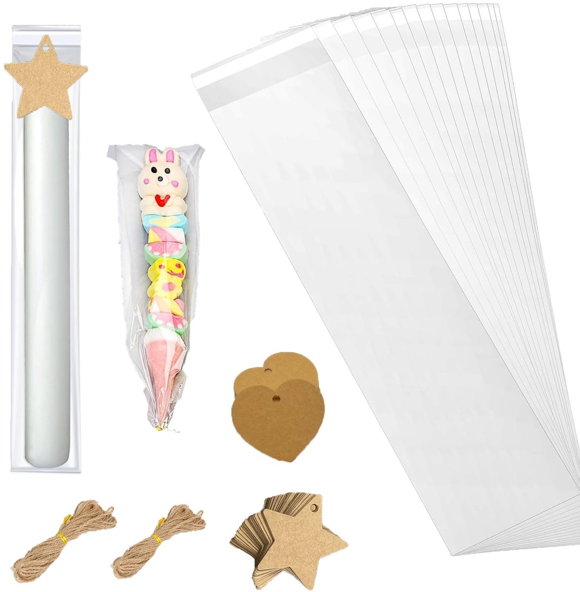Omgoods - Set van 200 Transparante Cellofaanzakjes voor Kaarsen en Cadeaus
