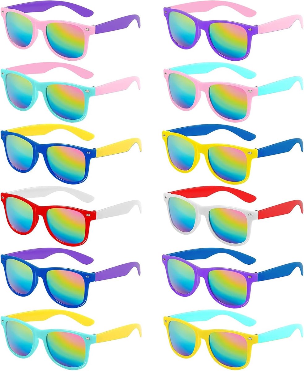 Zonnebrillen voor jongens en meisjes, feestbrillen met UV400-bescherming, neonkleuren, grappige partyzonnebrillen voor zomer, strand, feestaccessoires, zwembadfeest, carnaval