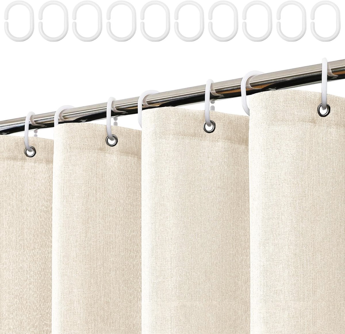 Omgoods - Linnen Douchegordijn 150 x 200 cm met Haken