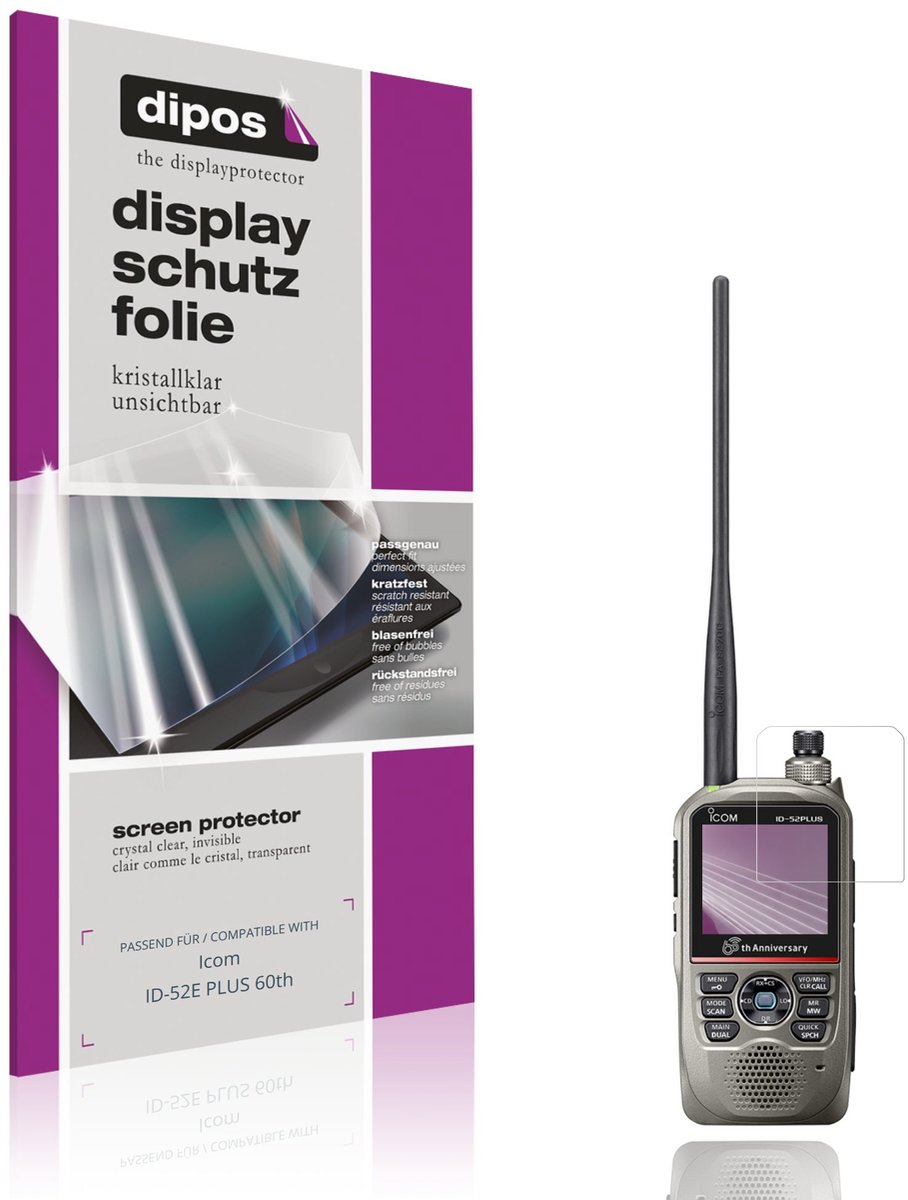 dipos – 4x Beschermfolie geschikt voor Icom ID-52E PLUS 60th | Krasbestendige & heldere Screenprotector Ultra-Thin