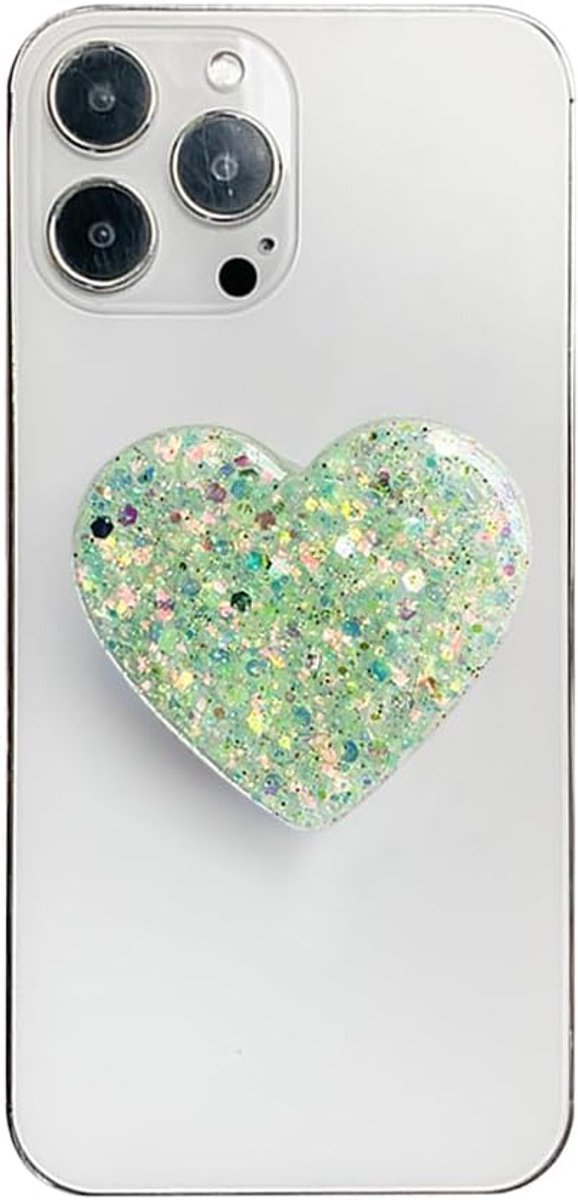 Handgreep voor mobiele telefoon, intrekbare liefdeshart, uittrekbare sokkel en handgreep, creatieve glitter, hartvorm, mobiele telefoonstandaard, vingerhouder, basic voor smartphones en