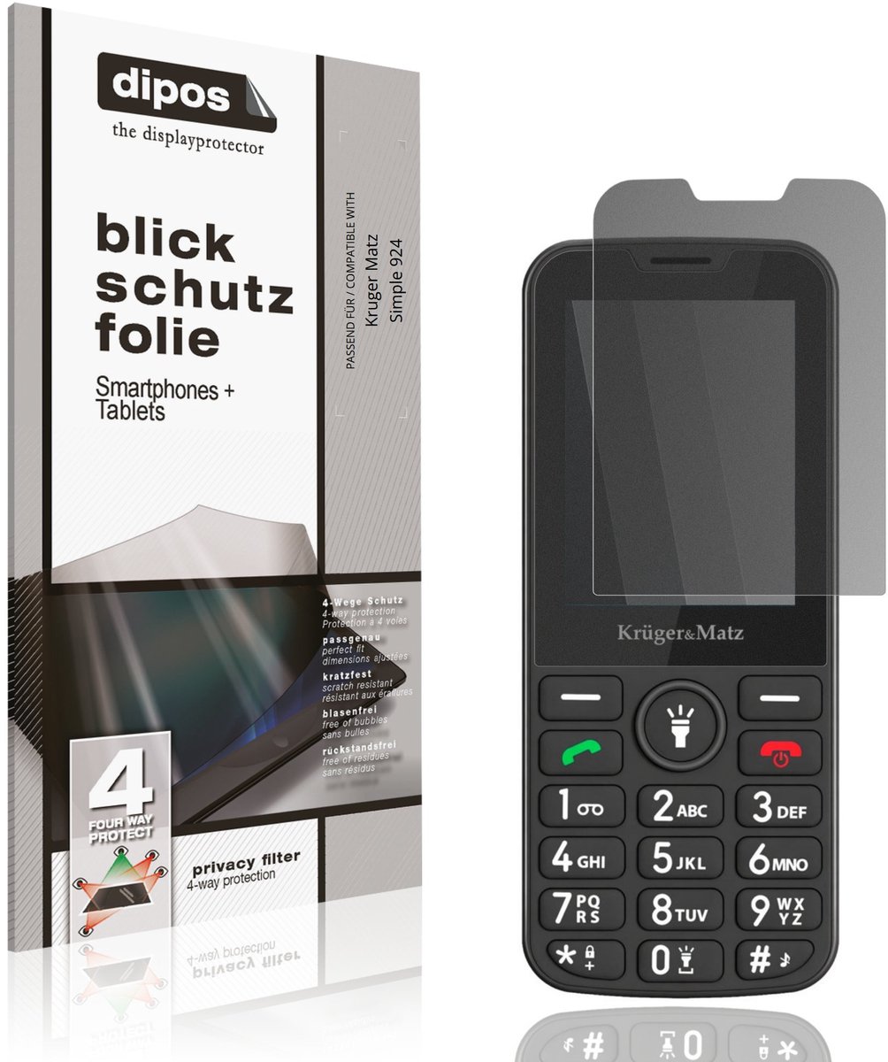 dipos – Matte Privacy Screenprotector geschikt voor Kruger Matz Simple 924 | Anti-Spy Beschermfolie