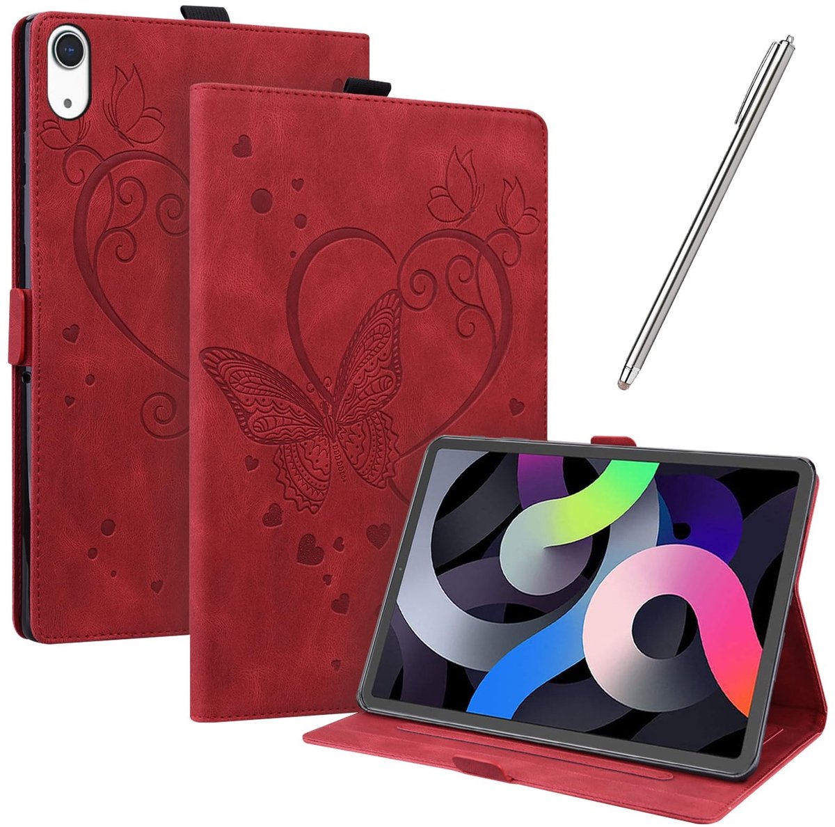 Omgoods - Multi-Angle Folio Flip Hoes voor iPad 10 (10.9 inch, 2022) - Rood