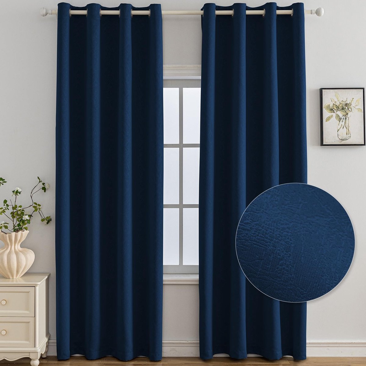 Omgoods - Set van 2 Thermische Blackout Gordijnen, 140 x 300 cm Blauw