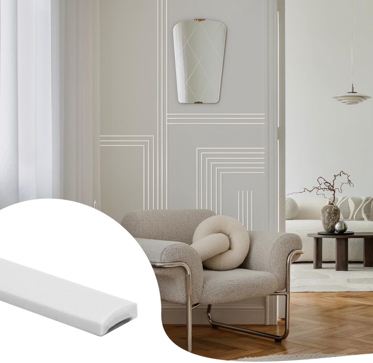 Omgoods - 26.2m Peel & Stick Waterdichte Wandtrim - Flexibele Zelfklevende Afwerking