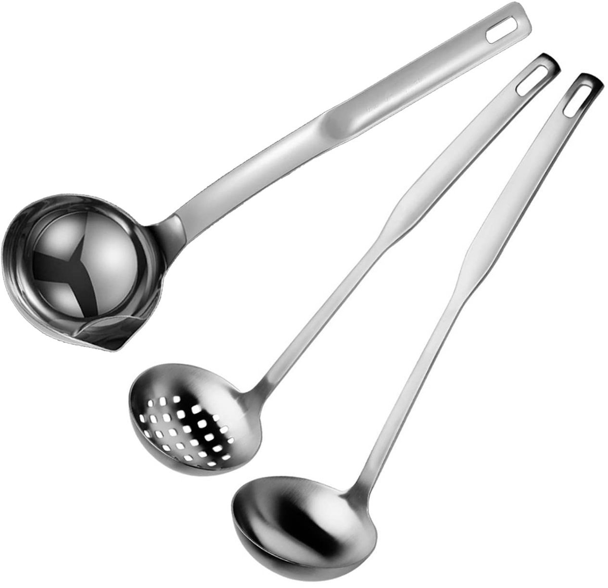 Omgoods - Set van 3 Roestvrijstalen Soeplepels met Lang Handvat