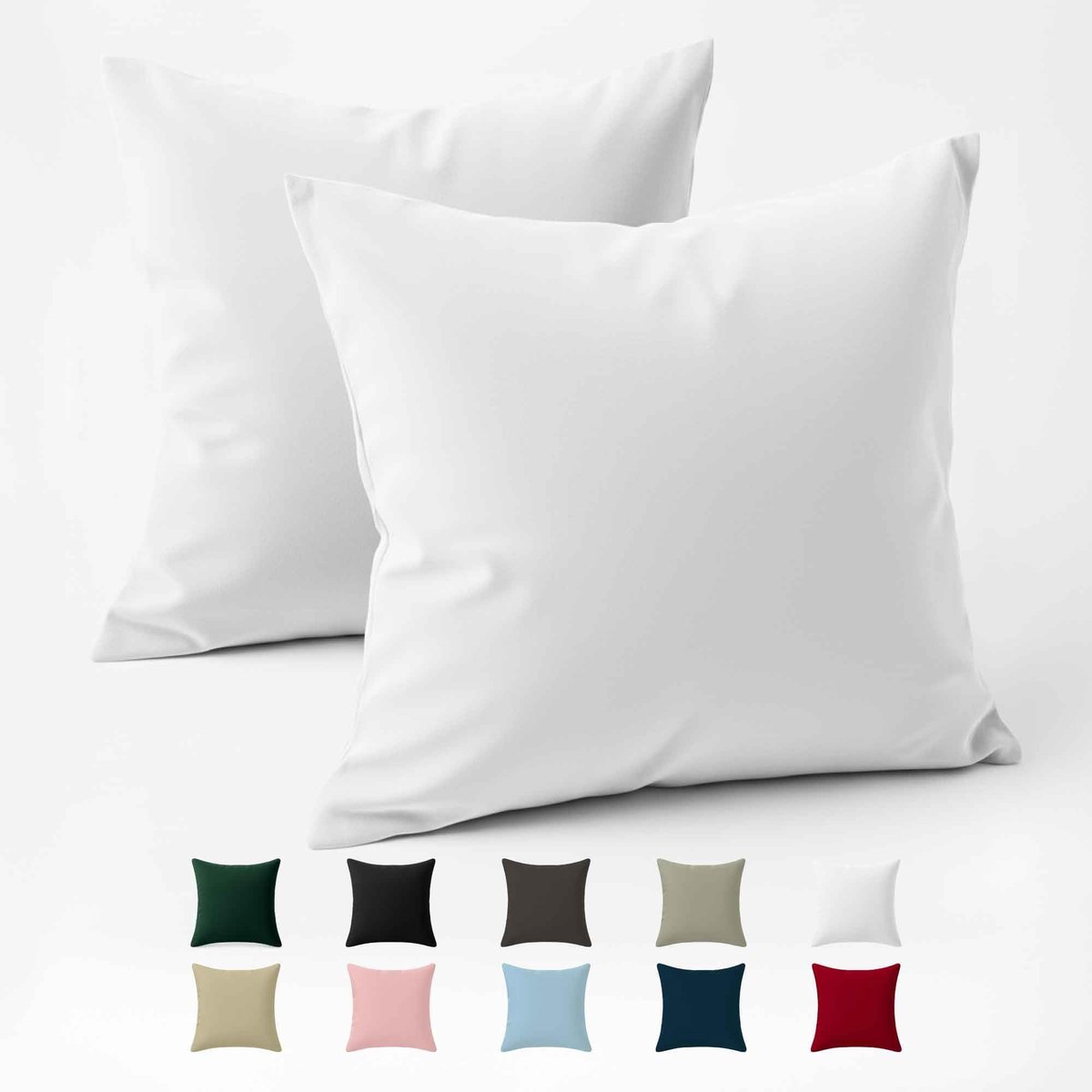 Omgoods - Set van 2 Versterkte Katoenen Kussenslopen 80x80 cm Wit