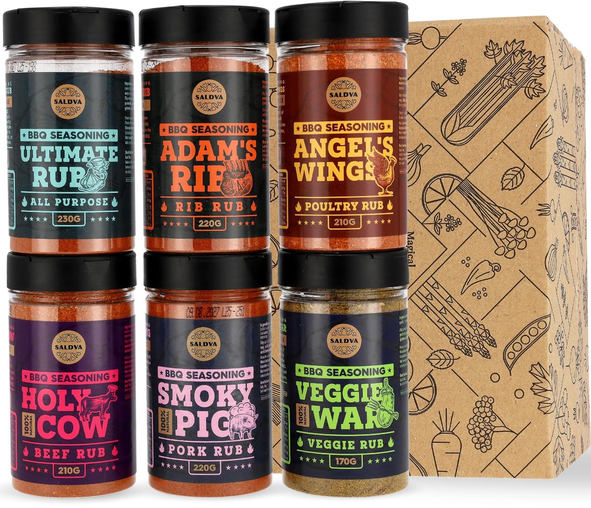 Omgoods - Premium Kruidenset - 6 Natuurlijke Rubs voor Grillen