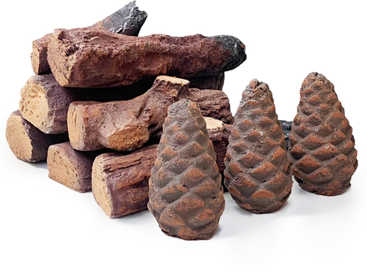Omgoods - Gas Haard Houtblokken Set - Decoratieve Keramische Blokken voor Vuurkorf