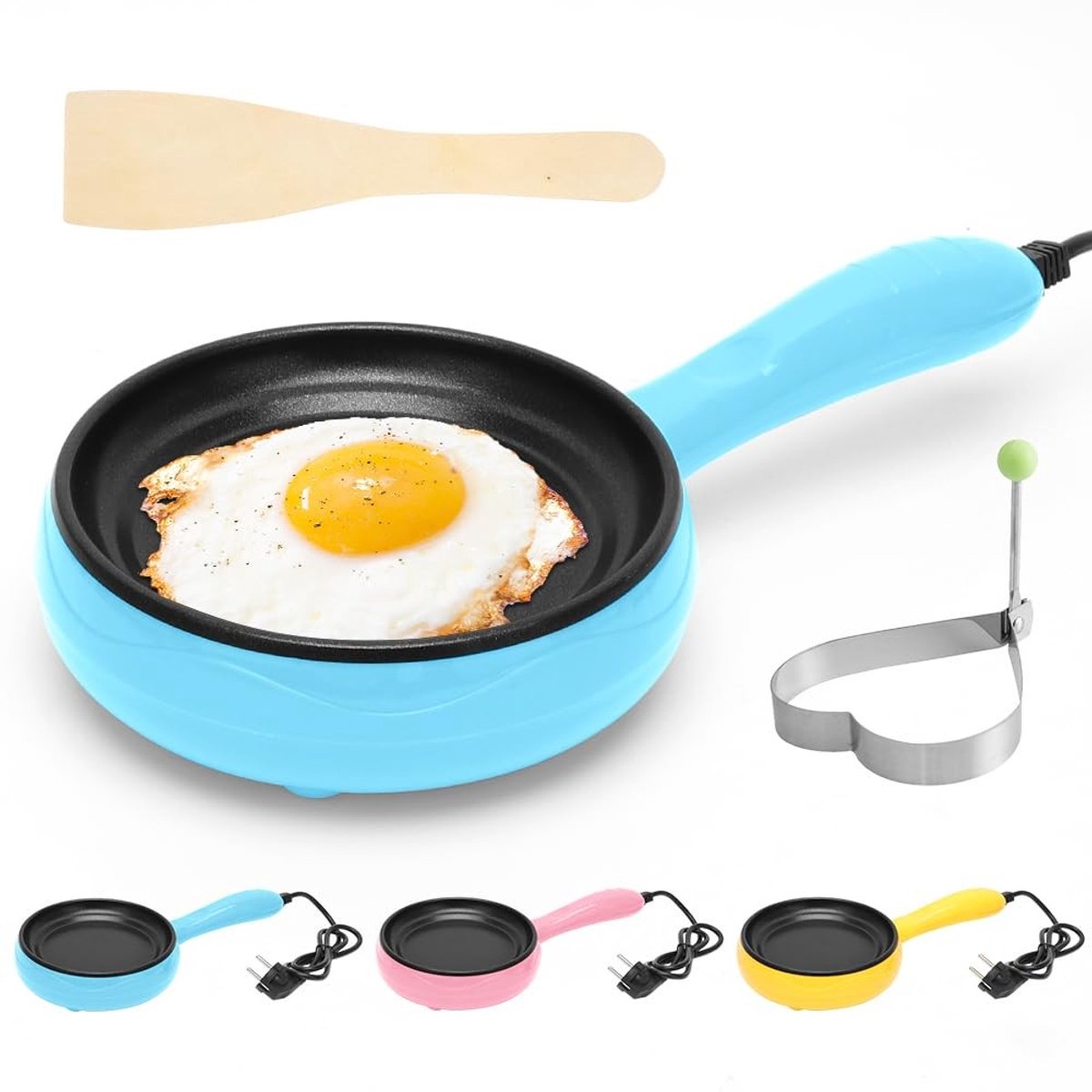 Omgoods - Multifunctionele Elektrische Pan - Inductie, Antiaanbaklaag, Inclusief Spatel - Blauw