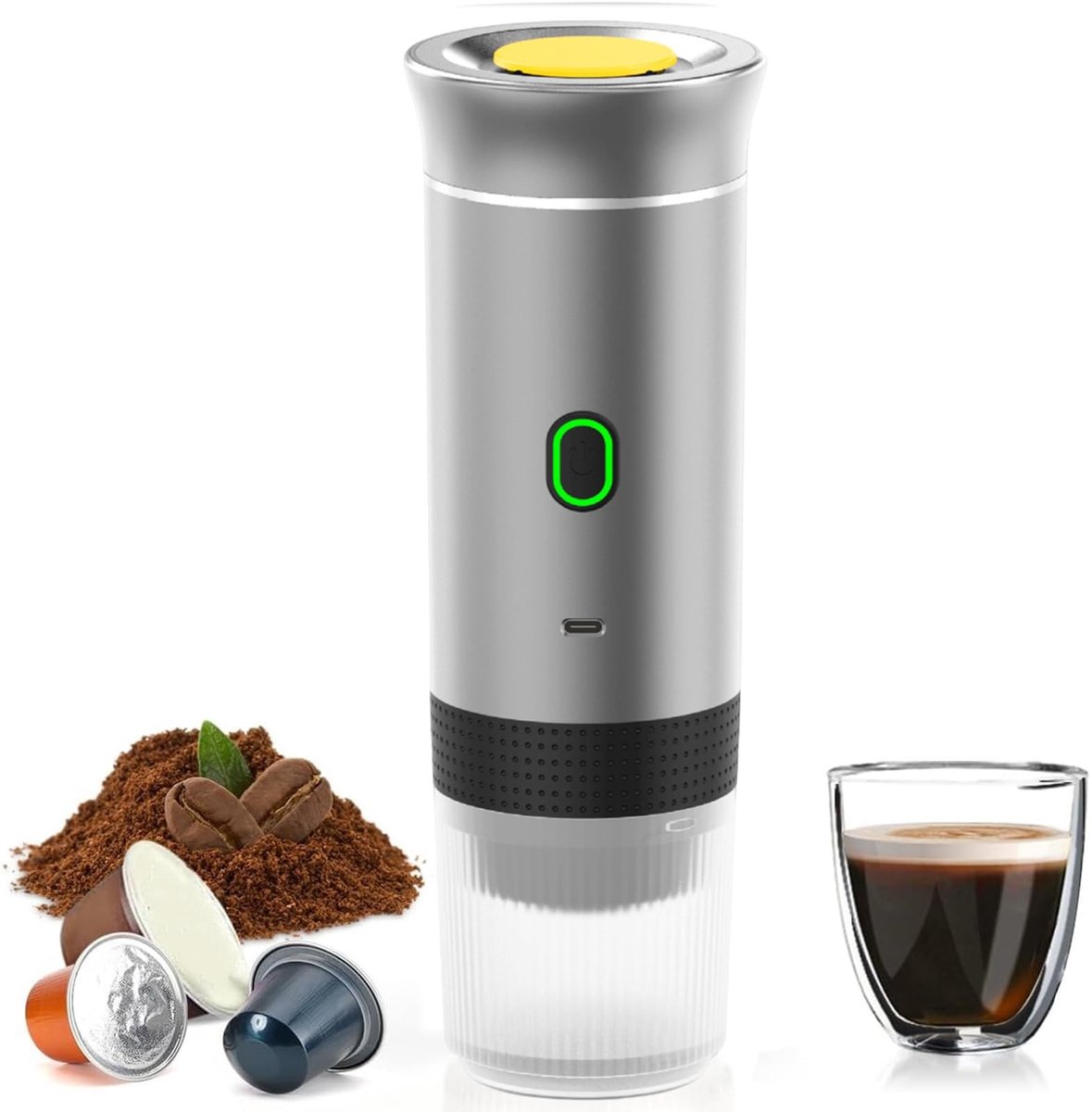 Omgoods - Draagbare Espresso Machine, Elektrische 3-in-1 Koffiemaker voor Camping en Reizen