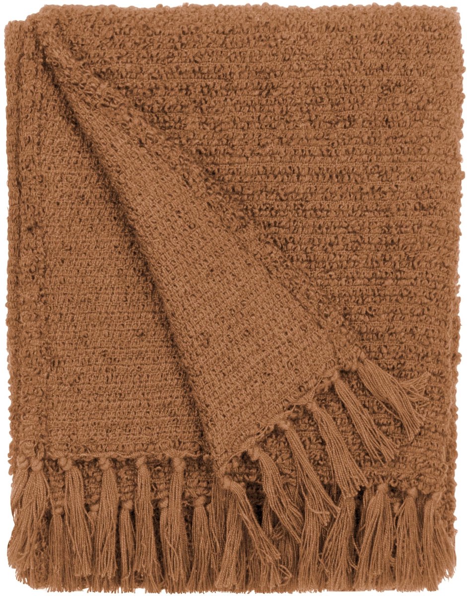 Omgoods - Yard Candar Textured Boucle Fringed Plaid in Aardetinten