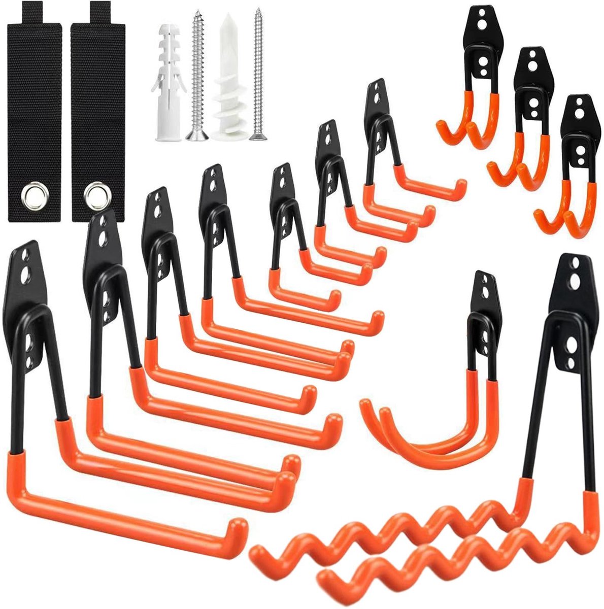 Omgoods - 12 Stuks Zware Garage Haken voor Thuisopslag - Wandbevestiging voor Fietsen, Ladder en Gereedschap
