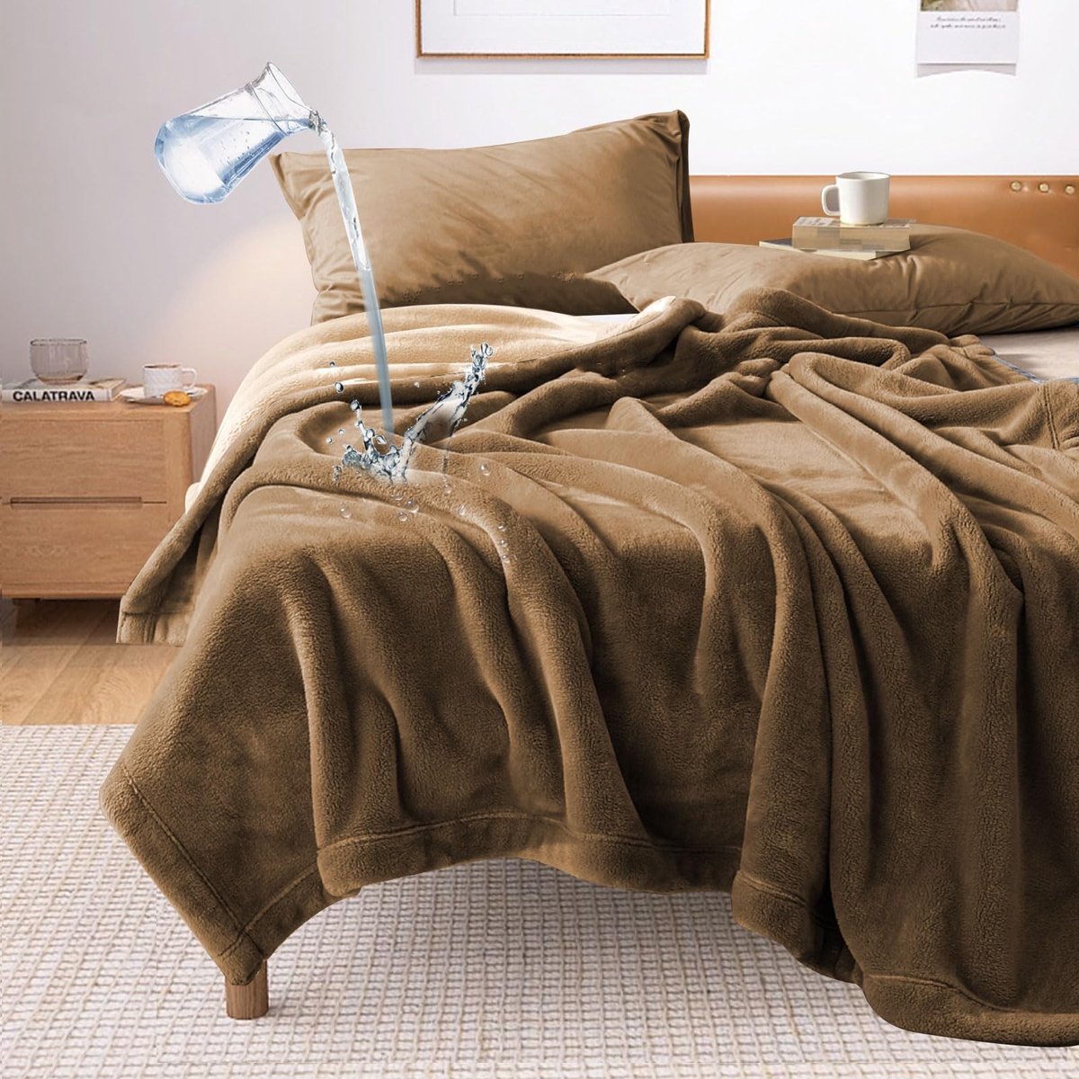 Omgoods - Waterdichte Dekens voor Stellen 230 x 203 cm - Bruin Omkeerbaar en Lekvrij